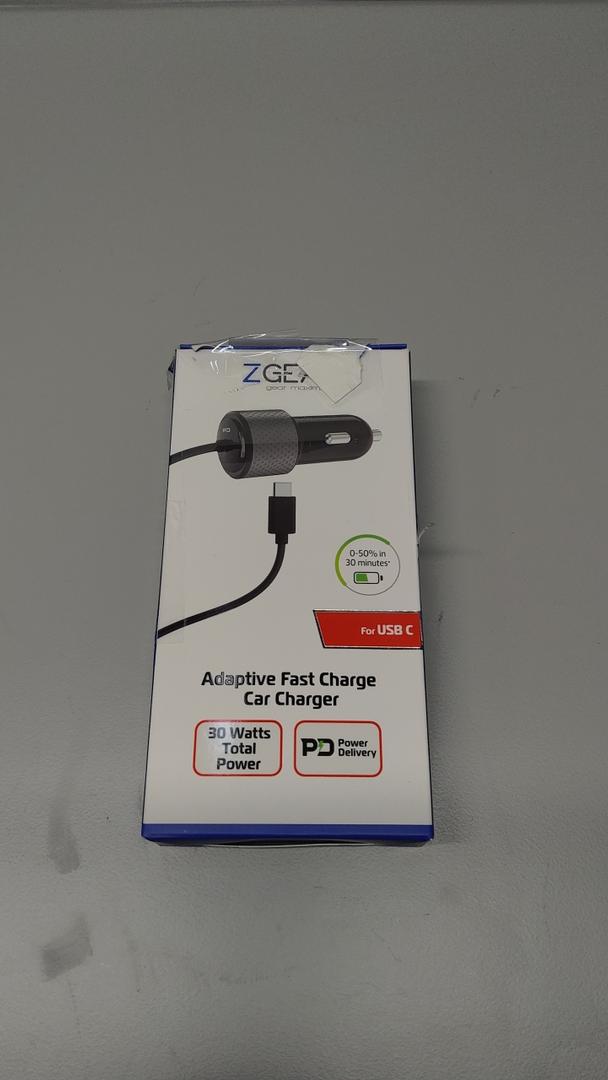 ZGear 30 Watt 2.4-Amp Adaptive Fast Charging Car Charger for USB C - Black