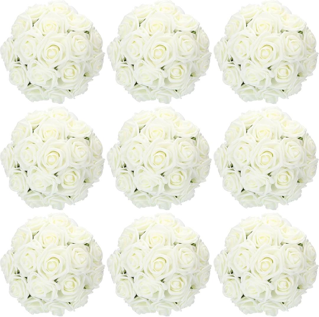 Tigeen 200 Pack Artificial Foam Rose Flowers with Stems Artificial Flowers Real Looking Fake Roses Bulk for DIY Wedding Bouquets Bridal Shower Centerpieces Floral Arrangements Home Decoration (White)