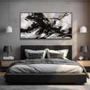 Black Wall Art Abstract Wall Decor for Living Room Framed Wall Art Canvas Art Grunge Artwork Large Office Pictures for Men 24x48
