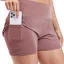 MIER Women's 2 in 1 Running Athletic Shorts High Waist with Liner 3" | Back Zip Pocket & Phone Pockets, Soft Stretch, Quick Dry, Side Split, Elastic Drawstring, Jogging Pickleball Machine Washable (Pink, XL)