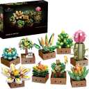 Educiro Flower Botanical Bonsai Building Set, Succulent Building Toys Block - 9 Pack, for Home Decor, Valentine's Day, Mother's Day, Christmas for Adults and Kids - 913pcs