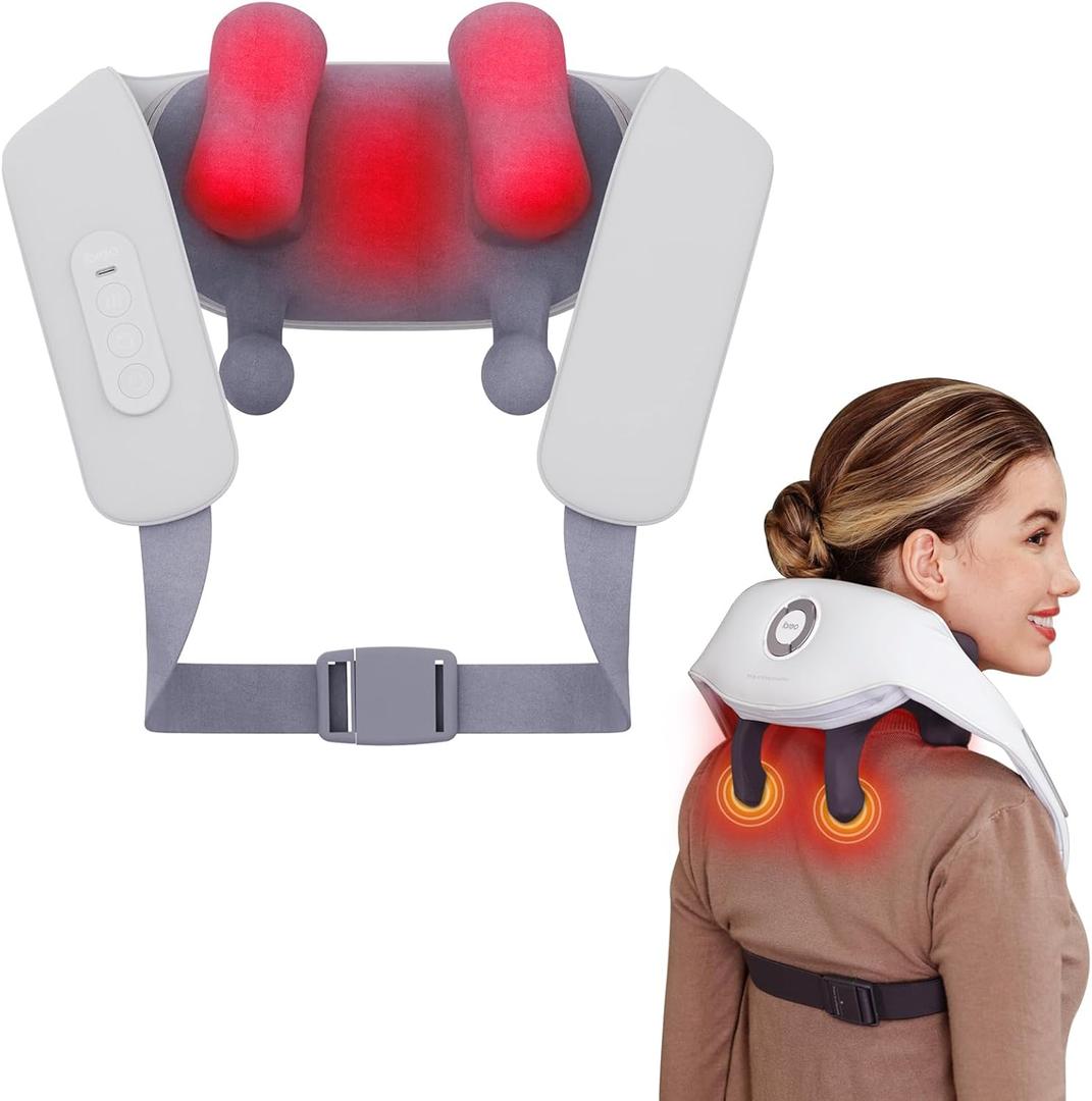 Shiatsu Neck and Back Massagers with Heat, 150 Mins Uses, 4 Modes & Adjustable Massage Head, Electric 3D Deep Tissue Kneadin for Shoulder, Leg, Muscle Soreness, Pain Relief, Relaxation for Women, Men (Lavender Gray)