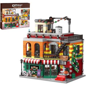 City Coffee House Mini Building Set, Three-Level Cafe Modern House Building Set- Not Compatible with Lego Houses and Buildings Sets for Adults & Ages 8+ Boys Girls (Compatible with Lego House)