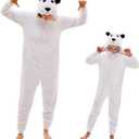 GONAAP Adult Onesie Pajamas Sherpa Animal One Piece Cosplay Costume for Women Men (Medium, White Bear)