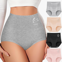 Women's Cotton High Waisted Underwear Tummy Control Panties Full Coverage Soft Postpartum Stretch 4 Pack Briefs M