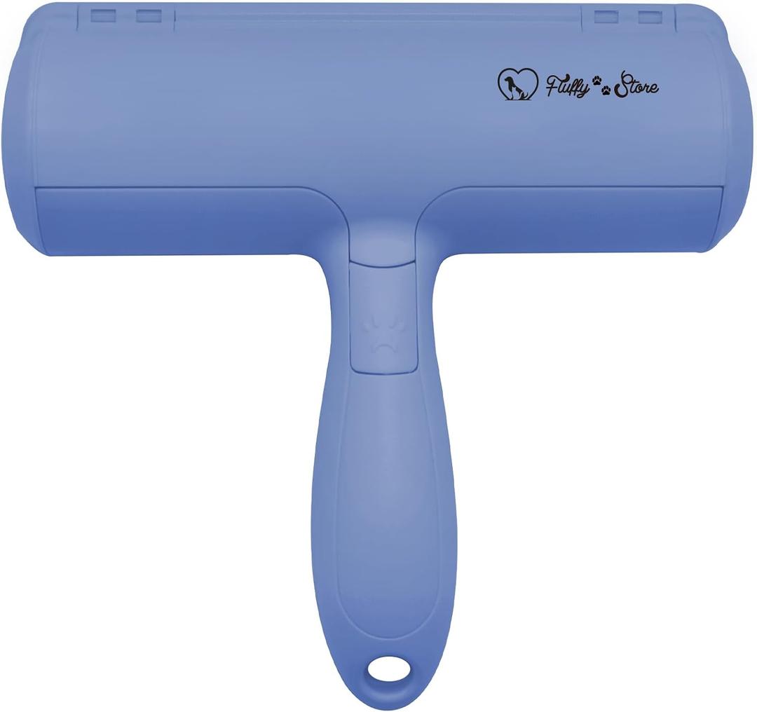 Pet Hair Remover and Reusable Lint Roller- Fluffy Paws Cat and Dog Hair Remover -Blue Color Handle