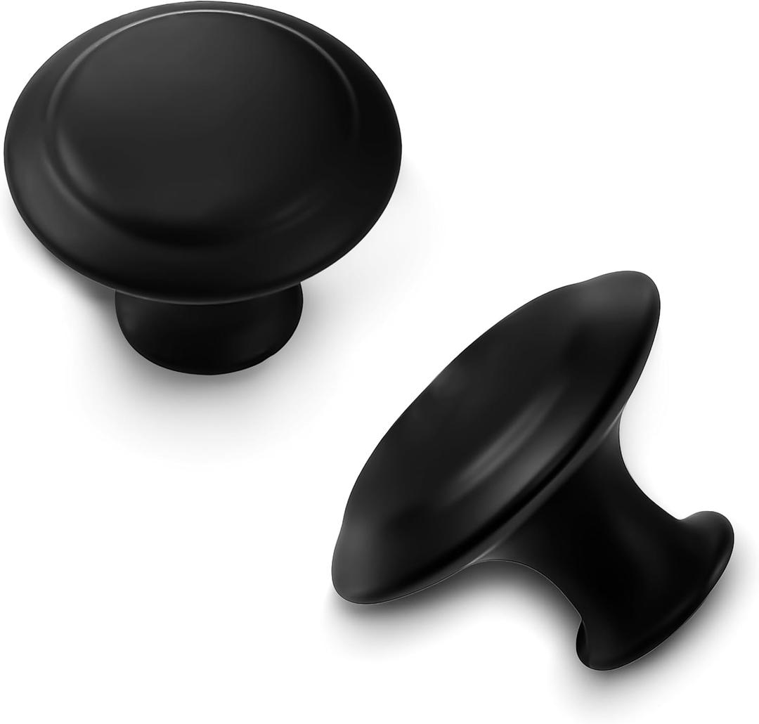 30 PCS Kitchen Cabinet Knobs, 1-1/5 Inch Dresser Knobs, Black Drawer Knobs Suitable for Wardrobe Cabinets, Modern Cabinet Hardware with Screws