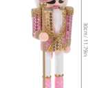 Pink Nutcracker Christmas Decor:12Inch Nutcracker Ornament King Soldier Figures Traditional Wooden Christmas Decorations for Shelves and Tables Tabletop Indoor Collectible Ornament
