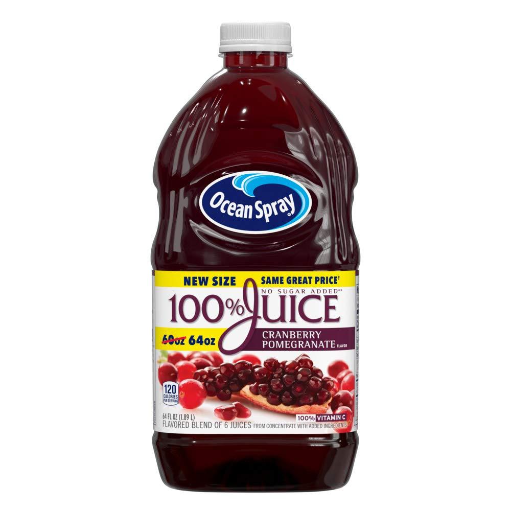 Ocean Spray 100% Juice Cranberry Pomegranate Juice Blend, 64 Fl Oz Bottle (Pack of 8), BB Date 01/24/2026
