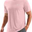 Men's Workout Breathable T-Shirts Dry Fit UPF 50+ Sun Shirts Quick Dry Cooling Tee for Athletic, Running, Hiking (Light Pink, XL)