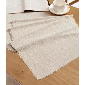 Vitalizart Beige Table Runner 14 x 90 Inches Long Slub Texture Cotton Linen Table Runner for Rustic Home Decorations Dining Room Wedding Decor Reception Bridal Shower Thanksgiving Christmas