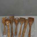 ANBUY Wooden Spoons for Cooking, 6Pcs Kitchen Utensils Set, Heat Resistant Flat Spatulas and Spoons Set for Nonstick Cookware, Smooth Finish, Comfortable Grip(6 Pcs)