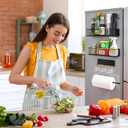 Magnetic Spice Rack for Refrigerator Magnetic Fridge Shelf for Kitchen Spice Organizer Magnetic Shelf, Classic Grid Design, 2*Spice Racks, 1*Hooks Rack, 1*Paper Towel Holder, 5*Removable Hooks