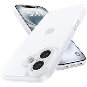 Shockproof for iPhone 16 Case, [Full Camera Protection] [Military-Grade Drop Protection] Protective Anti-Yellow Slim Translucent Matte Skin-Friendly for iPhone 16 Phone Case, White