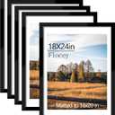 18x24 Picture Frame Set of 5, Black Poster Frame, Display Pictures 16 x 20 with Mat or 18 x 24 Without Mat for Horizontal or Vertical Wall Mounting, Wall Gallery Frame for Artwork