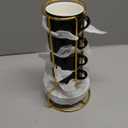 3 Ounce Espresso Cups Set of 4, Stackable Demitasse Mugs, Includes Display Stand, Cups Saucers, and Spoons, for Machines & Home Use, Black, Gold Tone