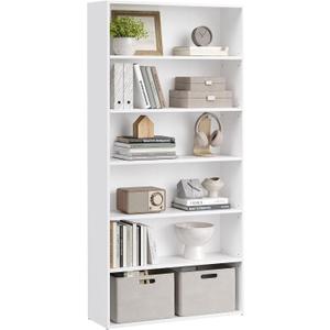 VASAGLE Custos Collection - Bookshelf, 6-Tier Bookcase, Book Shelf, Open Storage Shelf, 9.4 x 31.5 x 63.3 Inches, for Living Room, Home Office, Dining Room, Cloud White ULBC412W01