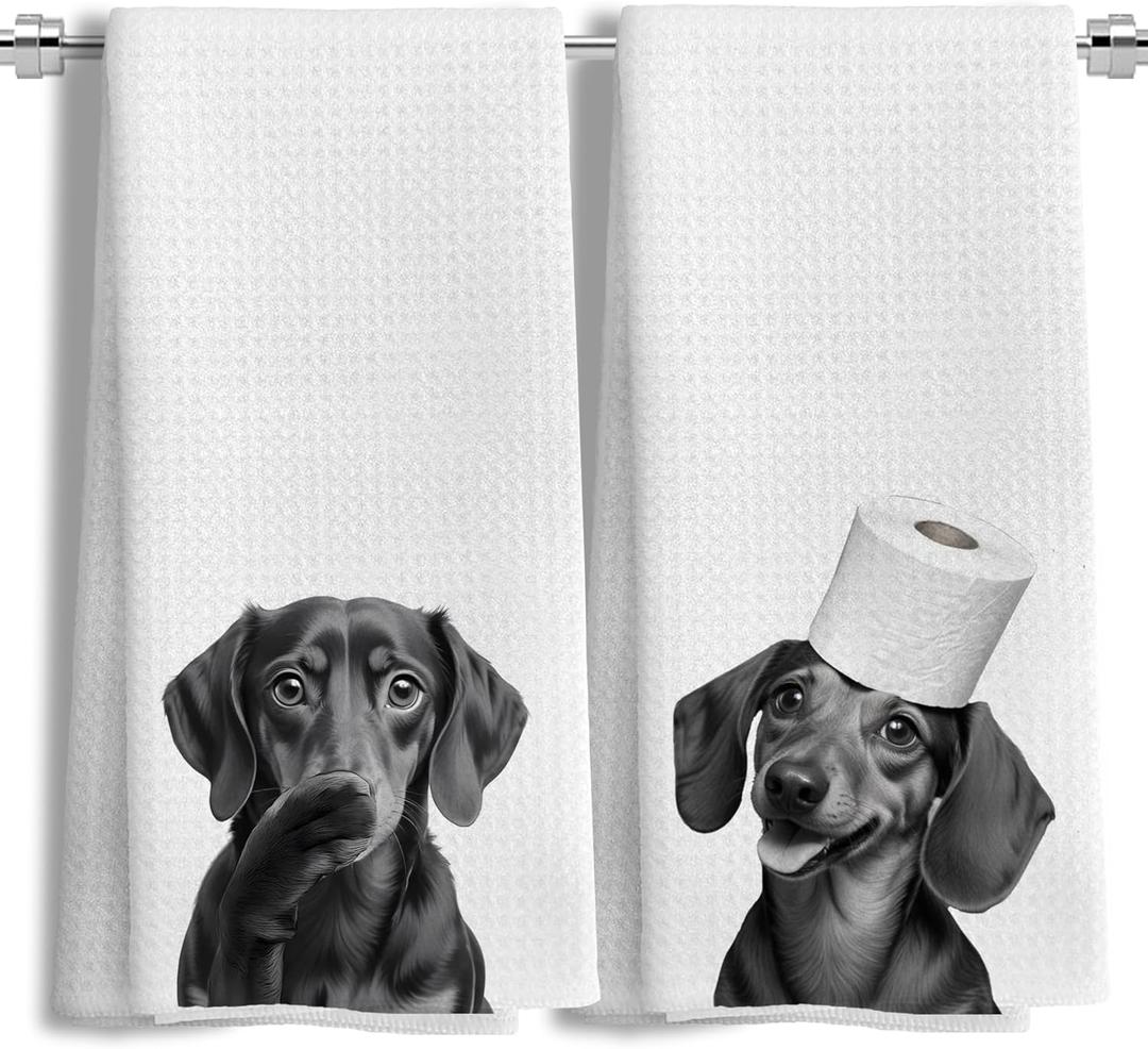 Dachshund Gifts Kitchen Towels Set of 2Dachshund Gifts for Women Men Decor Accessories Hand Towels for BathroomFunny Dog Bathroom Hand Towels16x24 Inch