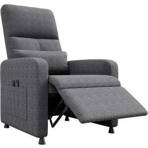 GarveeHome Power Recliner Chair, Adjustable Electric Recliner Ergonomic Overstuffed Single Sofa, Tall Back, Padded Seat, 2 Side Pockets and USB Port, Home Theater Seating for Living Room (Linen Grey)