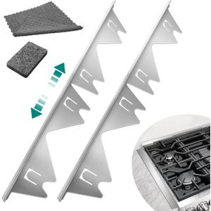 2 Pack Stainless Steel Stove Gap Covers Silver, Windspeed Stove Counter Gap Cover for Stove Gap Filler Gap Covers Between Stove and Counter Edge Gap Cover Length 13.8" to 27.6"