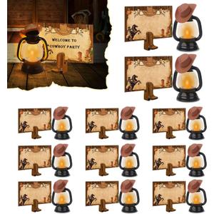 48 Pcs Western Themed Party Centerpieces Cowboy Theme Party Decor Rodeo Table Centerpieces Include Mini Lantern Mini Cowboy Hat Cowboy Boots Table Number Holders Cards for Cowboy Wedding Party