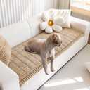 Non Slip Fuzzy Pet Couch Covers for Sofa, Washable Couch Cushion Covers for Large Dogs (27in*59in, Brown)
