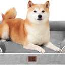 EHEYCIGA Orthopedic Dog Beds for Large Dogs, Waterproof Memory Foam Large Pet Bed with Sides, Non-Slip Bottom and Egg-Crate Foam Dog Couch Bed with Washable Removable Cover, Grey (35.0"L x 22.0"W x 6.5"Th)