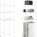 Huwena 4 Tier Mini Fridge Stand with Storage for Dorm Microwave Stand Over Mini Fridge Storage Shelf Adjustable Height Organizer for College Rooms Kitchen Pantry(White), 77.56 x 24.02 x 18.11 inches