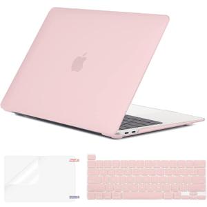 EooCoo Case Compatible with MacBook Pro 13 inch M2 2024 2023 2022-2016 Release M1 A2338 A2289 A2251 A2159 A1989 A1706 A1708 Protective Hard Case with Keyboard Cover, Screen Protector, Matte Pink