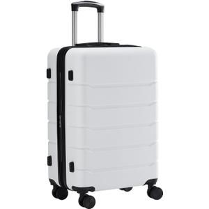 Sweetcrispy Carry on Luggage, Hard Shell ABS Suitcase with Double Spinner Wheels, Lightweight Expandable Rolling Suit Case with TSA Lock, 20 Inch Cream White