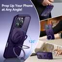 Magnetic Invisible Stand Designed for iPhone 16 Pro Case [Military Drop Protection] [Compatible with MagSafe] Shockproof Slim Translucent Matte Cover for iPhone 16 Pro Phone Case 6.3", Purple