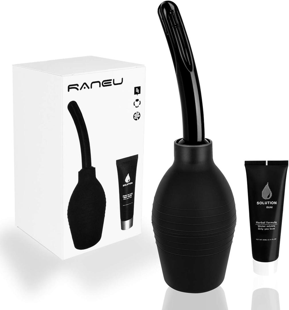 Enema Bulb Kit with Lube Anal Douche Superior Materials Douche for Men Women Made of Comfortable Material (Black)