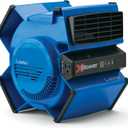 Lasko X-Blower High Velocity Pivoting Utility Blower Fan for Cooling, Ventilating, Exhausting, and Drying, 6 Position 3-Speed Floor Fan with AC Outlet, Circuit Breaker, USB Port, 11x9x12, Blue, X12905