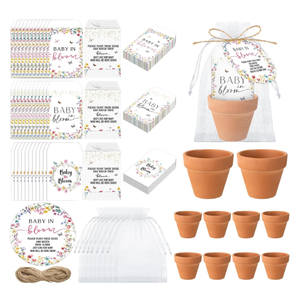 Reallnaive Baby Shower Party Favors Baby in Bloom Envelopes Seed Packets Include 20 Mini Terracotta Pots Seed Packets 20 Self Adhesive Envelopes Thank You Tags Gifts for Party(Wildflower)