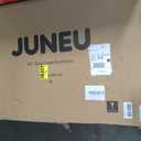 JUNEU 42'' Dog Crate Furniture, No Assembly Dog Kennel Indoor, Collapsible Heavy Duty Dog Crate for Medium/Large Dog(35-60 lb), Wooden Corner Dog Crate with Wheels & Adjustable Bowl Holders