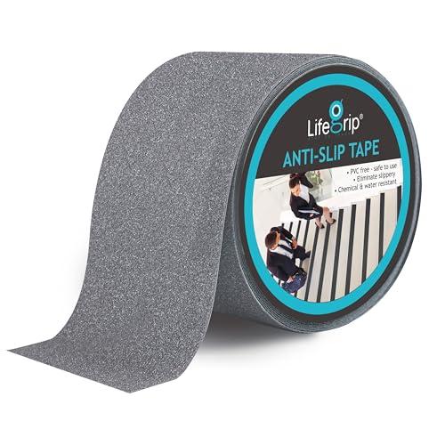 Lifegrip Anti Slip Traction Tape, 4 Inch x 38 Foot - Best Grip, Friction, Abrasive Adhesive for Stairs, Tread Step, Indoor, Outdoor, Grey (4" X 38')