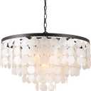 ALICE HOUSE 24" Capiz Shell Chandeliers for Dining Room, Antique Bronze Finish, Ceiling Hanging Lighting Fixtures for Kitchen, Living Room, Entryway, Bathroom and Bedroom, ETL Listed, AL1701-P6