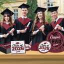 Graduation Plates and Napkins 2026, 200pcs Maroon and White Graduation Decorations Class of 2026 Grad Congrats Maroon Paper Plates and Napkins Party Supplies for Graduation Party Favors,Serve 50