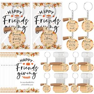 Nosiny 18 Set Friendsgiving Party Favors Bulk Acrylic Friendsgiving Keychains with Tassels Happy Friendsgiving Card for Friends (Mixed)