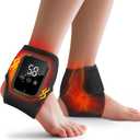 DREAMSOME 2 Pack Cordless Rechargeable Ankle Massager with Heat & Vibration, Heating Pad Wrap with 3 Heat Levels & 3 Vibration Modes, Heated Brace for Men & Women, Auto Shut-Off