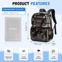 Large Clear Backpack Transparent Heavy Duty School Clear Bookbag See Through Bag Boys and Girls for College Work Travel Security, Semi Black