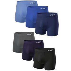 TEXLINA Men's Boxer Briefs 4-Pack, Cotton Stretch Underwear with 3D Support Pouch for All-Day Comfort XL