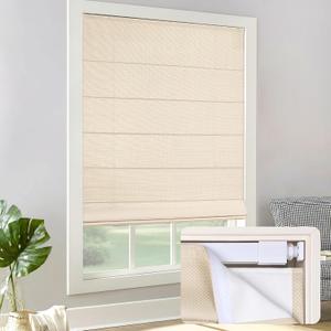 LazBlinds No Drill Light Filtering Roman Shades, Beige, 23" W x 64" H | No Tools Easy Install Window Blinds, Thermal Insulated Room Darkening with UV Blocking for Bedroom/Living Room