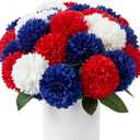 SITUMEIZI 12 Pcs Artificial Chrysanthemums Flowers Patriotic Red White Blue Fake Mums Silk 4th of July Decorations Memorial Day Table Centerpiece Floral Arrangement for Home Kitchen Wedding