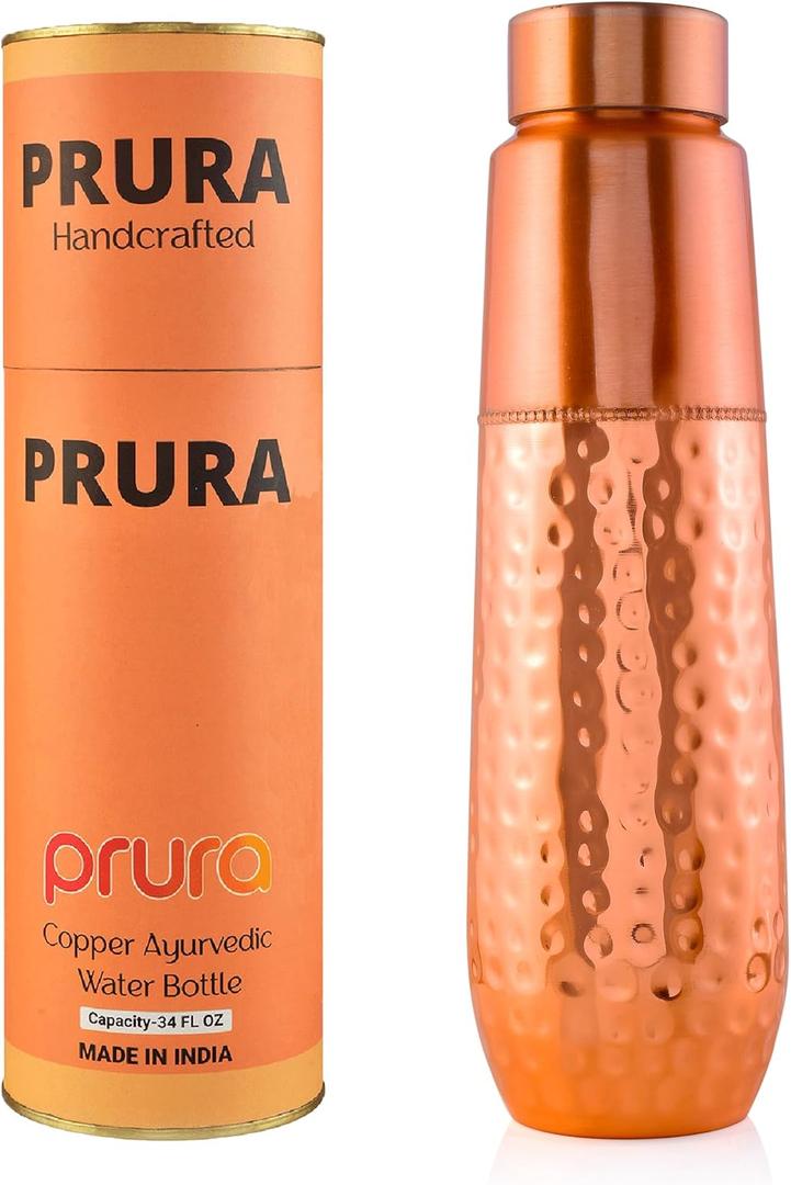 Copper Water Bottle A Leak Proof Ayurvedic Pure Copper Vessel, 34 FL OZ