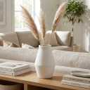 White Ceramic Vase, 10 Inch