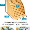 HULISEN 2 Pack Clipboard Holder for Classroom & Office, Wooden Clipboard Storage Organizer with Raised Side Panel & Metal Slots, Wood Clip Board Stand Rack Clip Board Not Included
