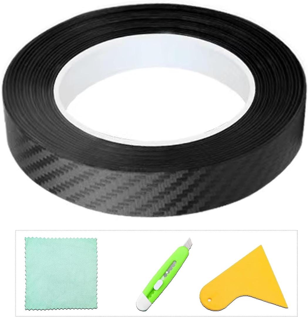 Carbon Fiber Vinyl Wrap for Cars Door Protector Edge Guards 0.5mm Thick 33ft Length Multi Width Options Universal Fit Hood Trunk Dashboard Motorcycle More (1.2In x 33Ft)