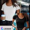 5 Pack Women's Scoop Neck Short Sleeve Shirts Fitted Tops Bulk Casual Basic Stretchy Tight Summer Multipack Tees (S)