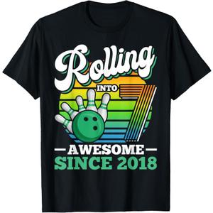 Bowling Birthday Party Rolling Into 7 Years Boy 7th Birthday T-Shirt